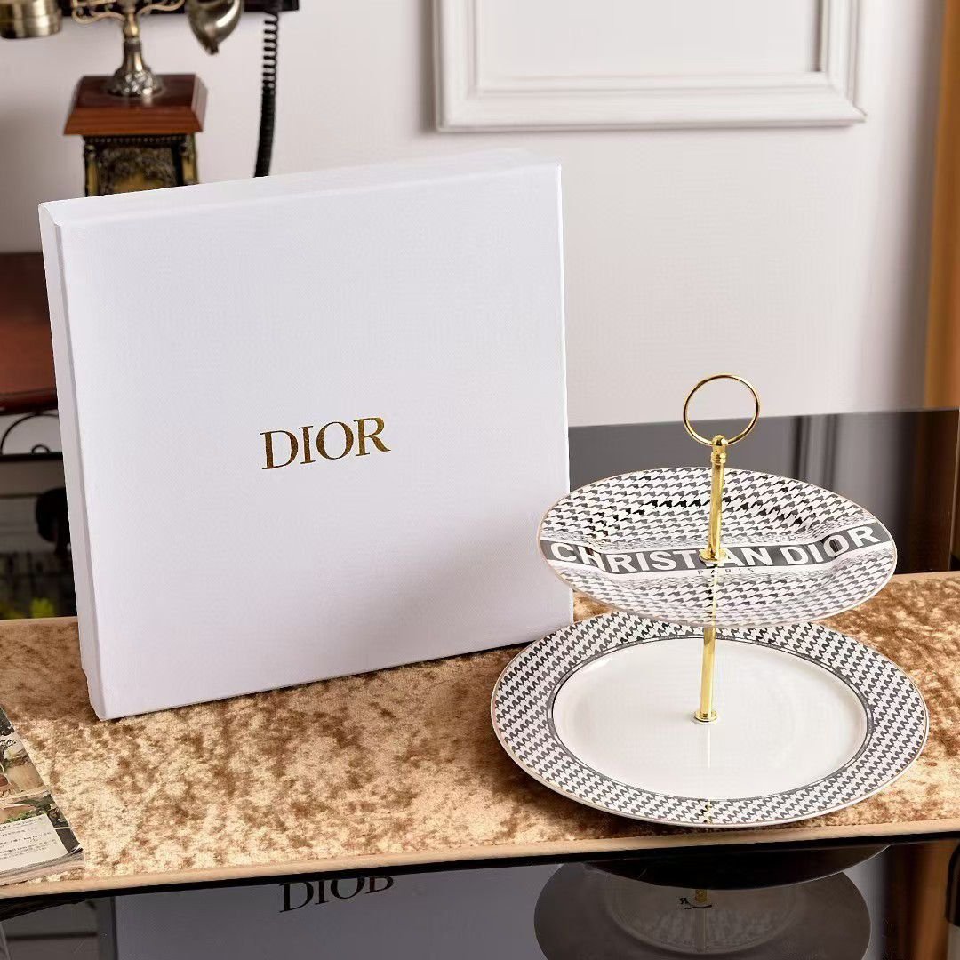  Christian Dior Porcelain 2 Tier Cake Stand